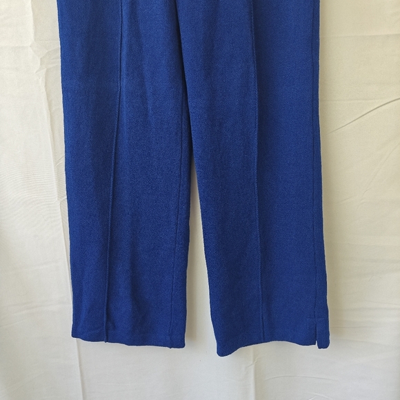 St. John Collection by Marie Gray Santana Knit High Rise Blue Straight Leg Pants - Picture 2 of 9